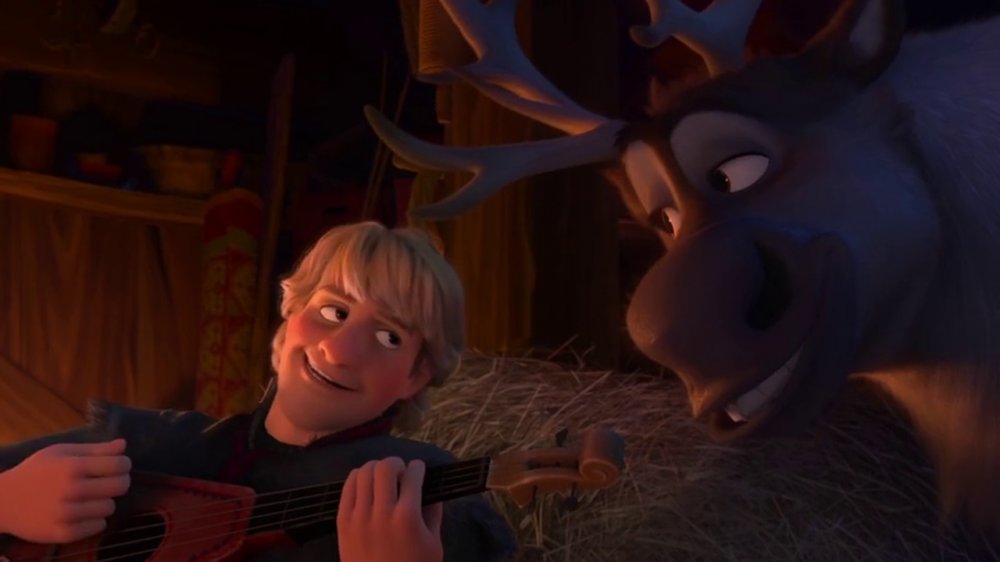 Kristoff (voiced by Jonathan Groff) and Sven in Frozen