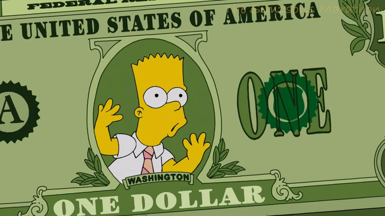 Bart Simpson on a dollar bill