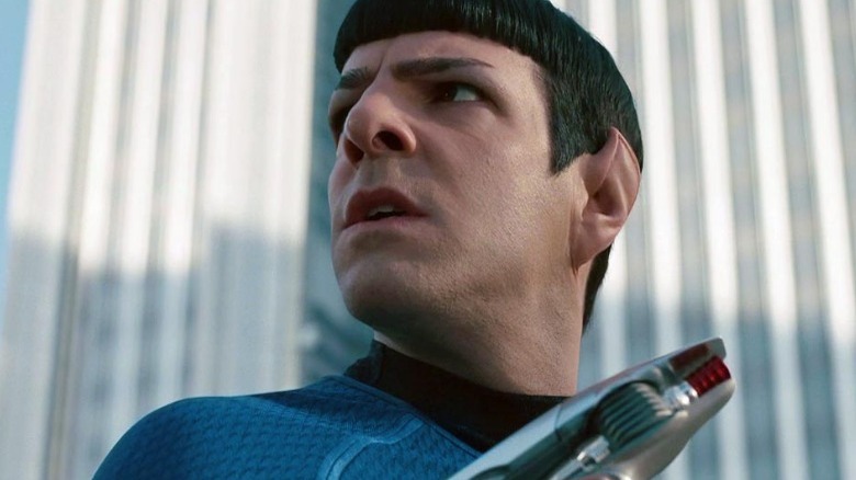 Spock holding a gun