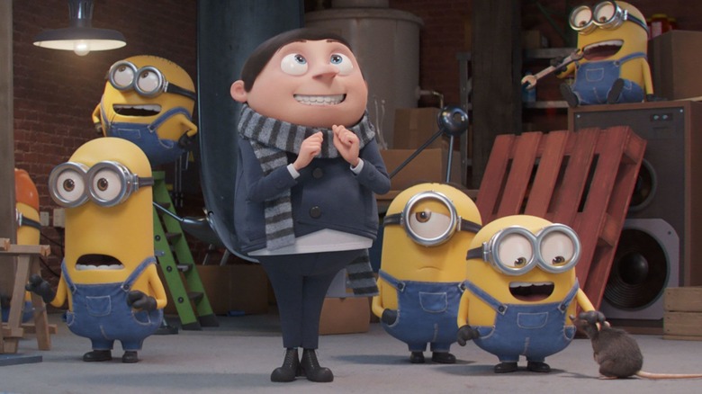 Young Gru with the Minions