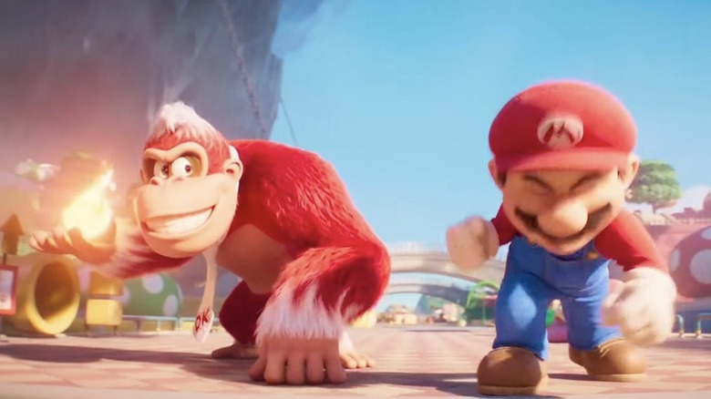 Donkey Kong and Mario powering up