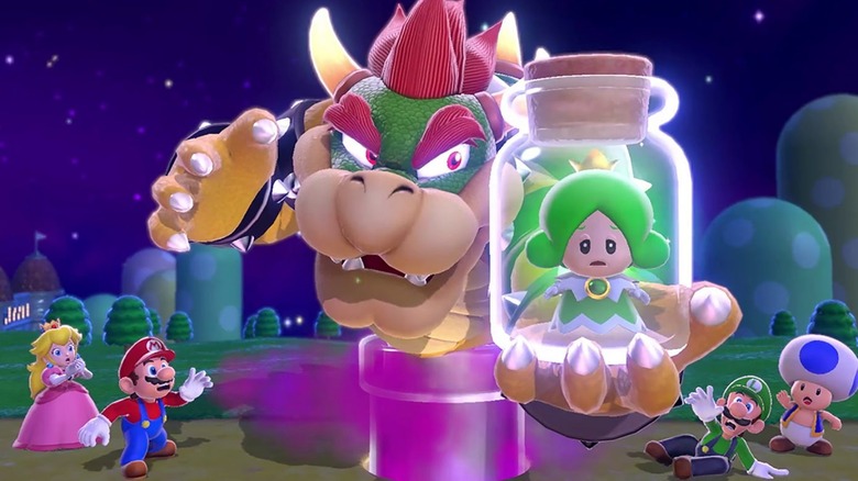 Mario, Luigi, and Toad watch Bowser kidnap Fairy