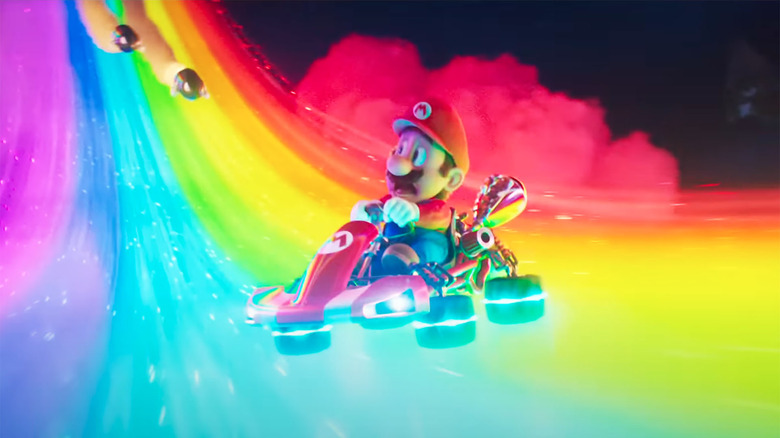 Mario chased on Rainbow Road