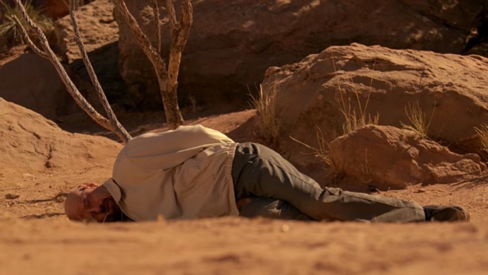 Walter White lying in the desert in Ozymandias episode of Breaking Bad