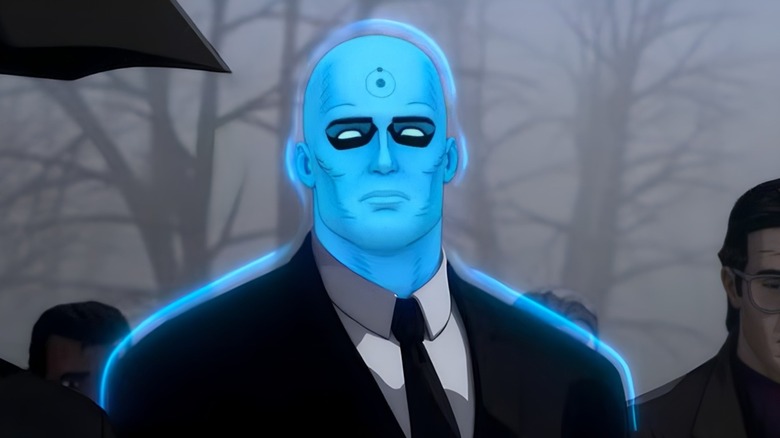 Dr. Manhattan looking sad