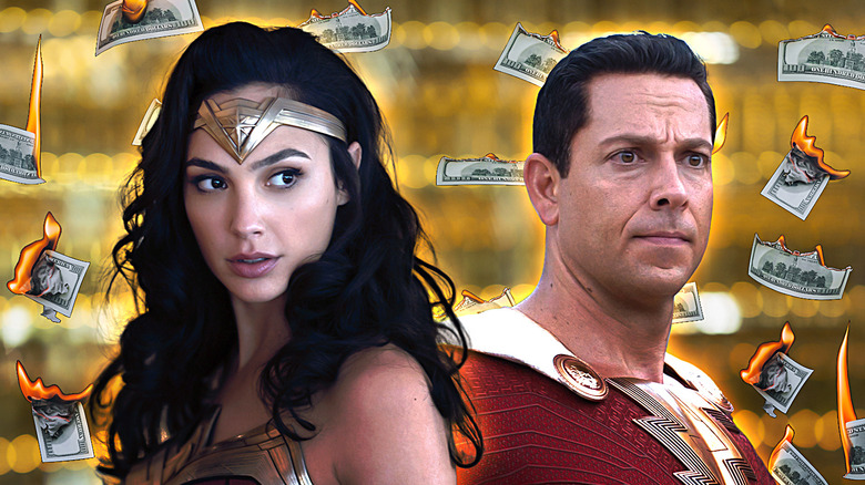 Wonder Woman and Shazam burning money