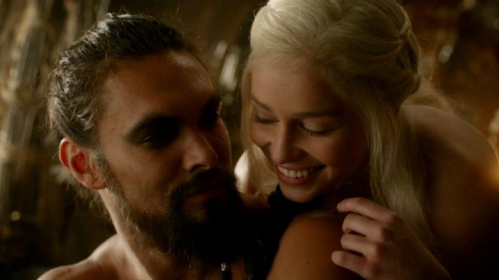 Jason Momoa and Emilia Clarke in Game of Thrones