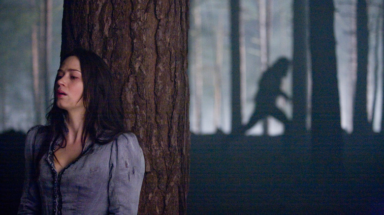 Gwen Conliffe hides from The Wolfman