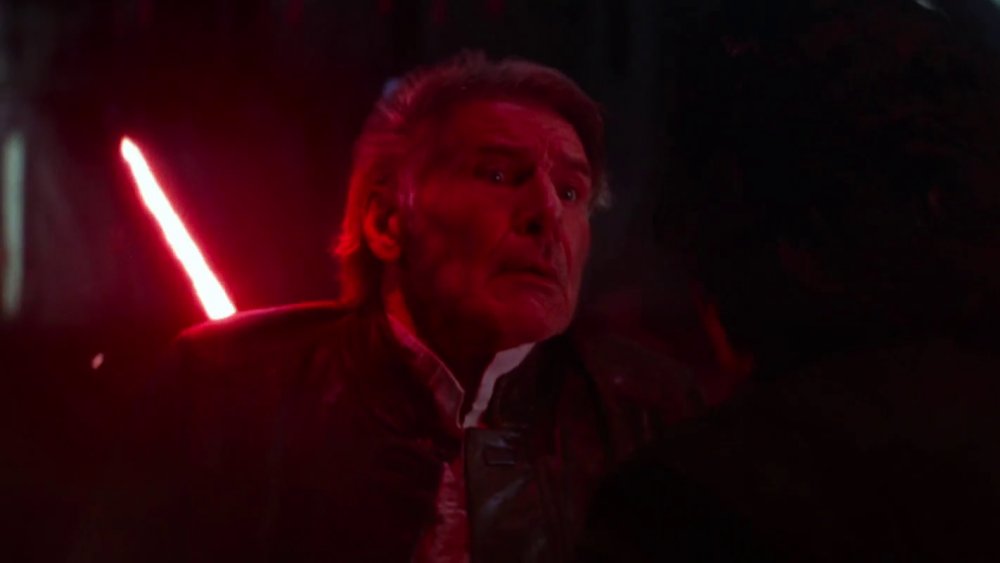 Harrison Ford and Adam Driver in Star Wars: The Force Awakens