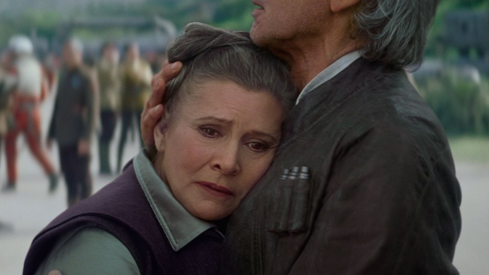 Carrie Fisher and Harrison Ford in Star Wars: The Force Awakens