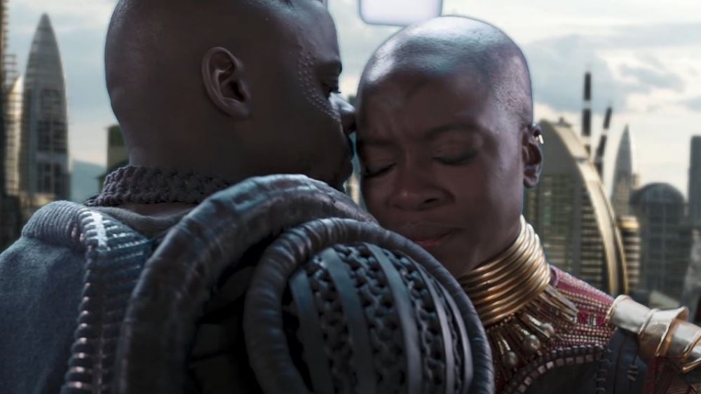 Danai Guirira and Daniel Kaluuya as Okoye and W'Kabi in Black Panther