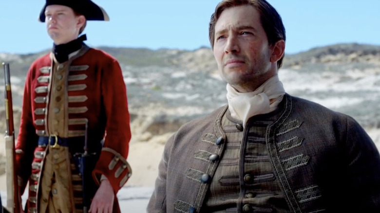 Woodes Rogers greeting Captain Flint in Black Sails