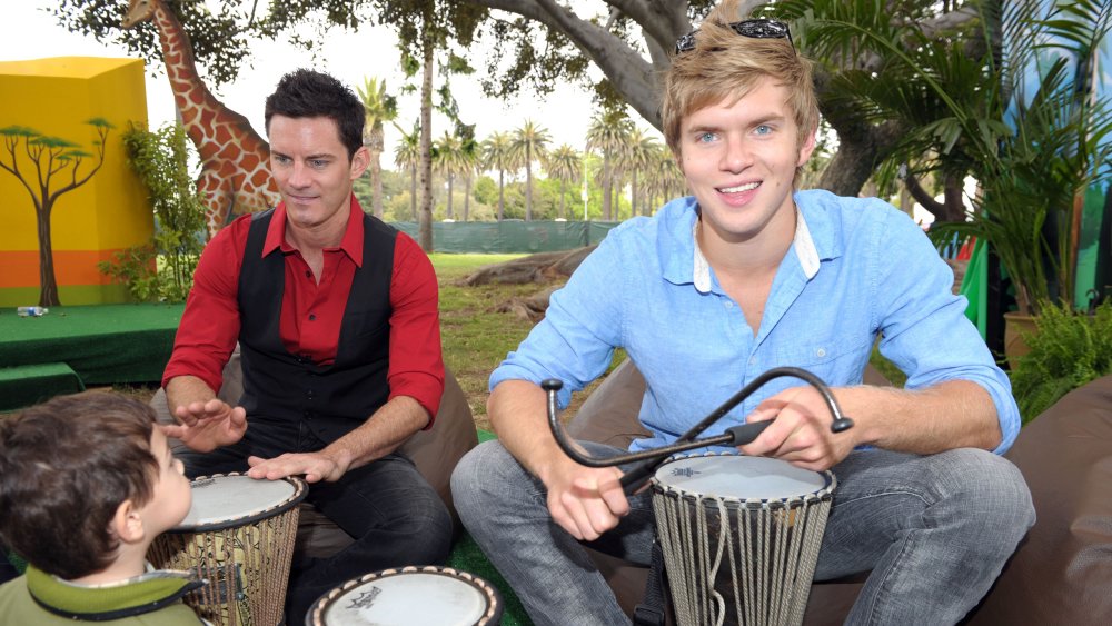 Actor Chris Brochu plays an African drum