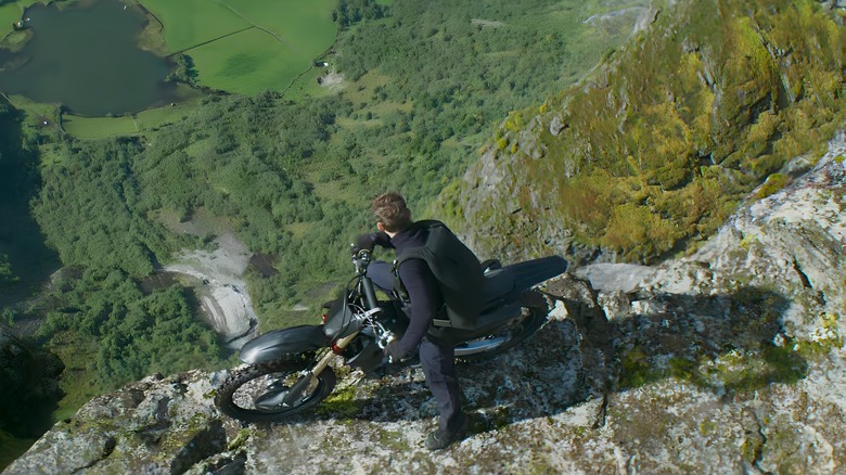 Ethan Hunt looking over a cliff