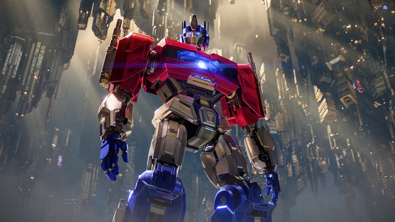 Optimus Prime standingon Cybertron