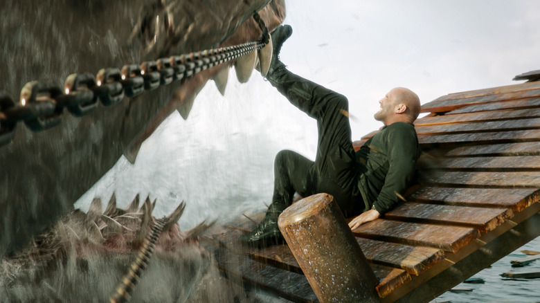 Jason Stathan fighting a Megalodon 