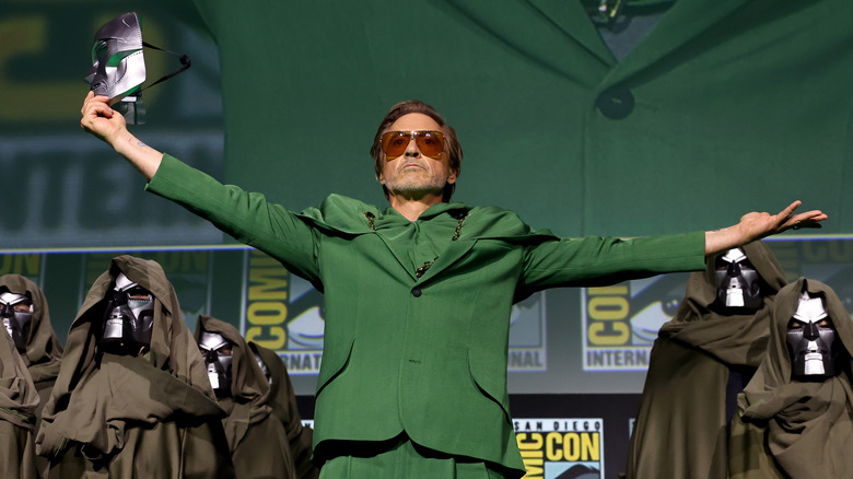 Downey on stage as Dr Doom