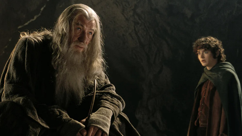 Frodo looking shocked at Gandalf