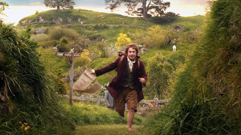 Bilbo running through the Shire