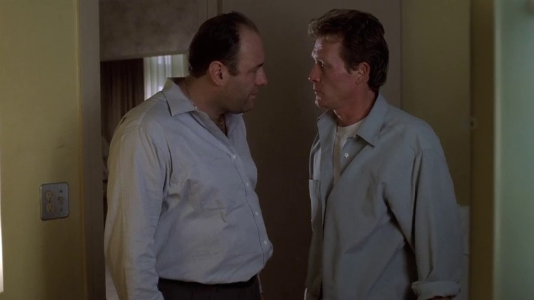 James Gandolfini and Robert Patrick in a scene from The Sopranos