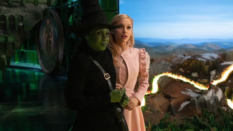 Elphaba and Galinda looking out in wonder in Wicked