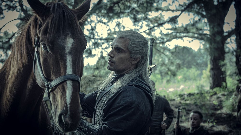 Geralt (Henry Cavil) and Roach on The Witcher