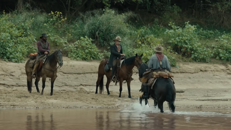 Shea and his party crossing a river