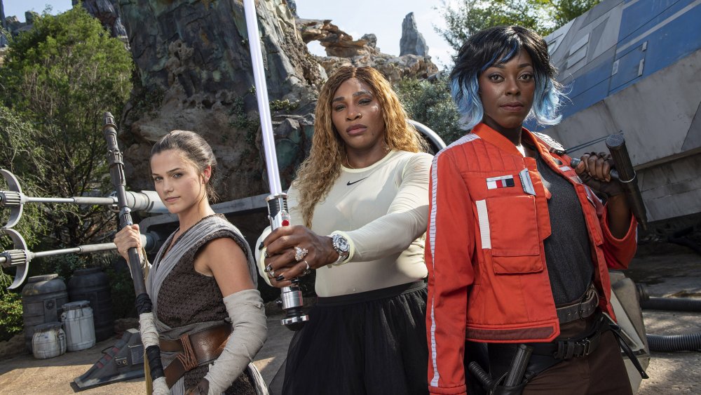 Serena Williams with Rey and Vi Moradi at Galaxy's Edge