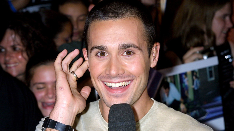 Freddie Prinze Jr. promoting a movie in August 2001 at Planet Hollywood in New York City