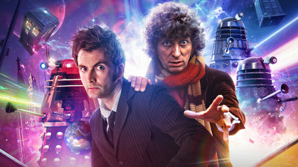 Tenth and Fourth Doctors with Daleks