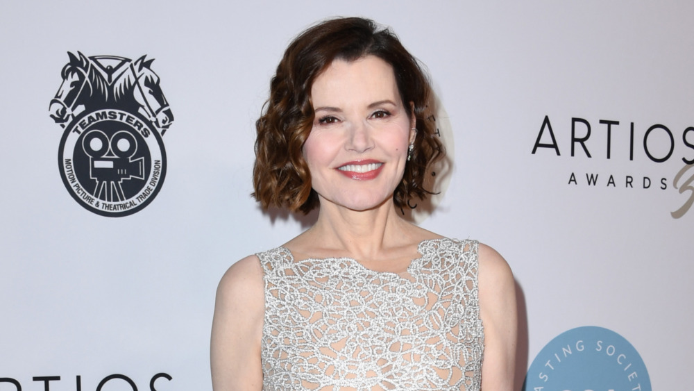 Geena Davis silver dress