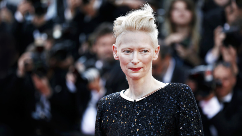 Tilda Swinton dotted shirt