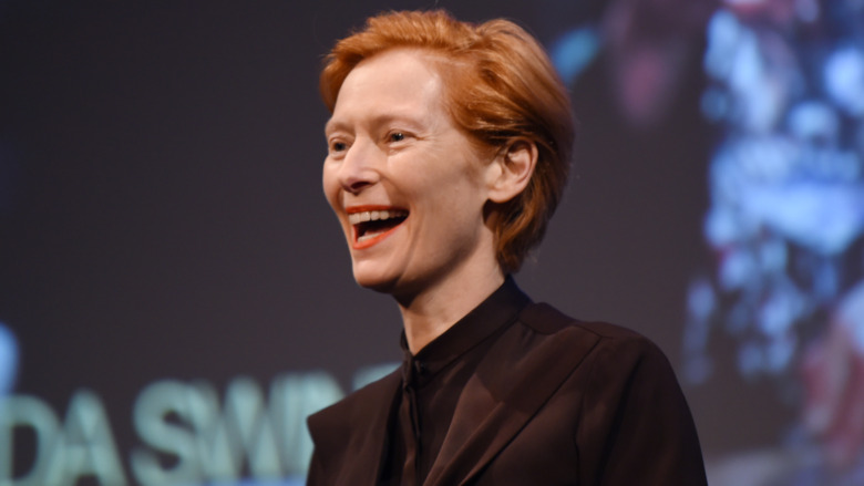 Tilda Swinton laughing