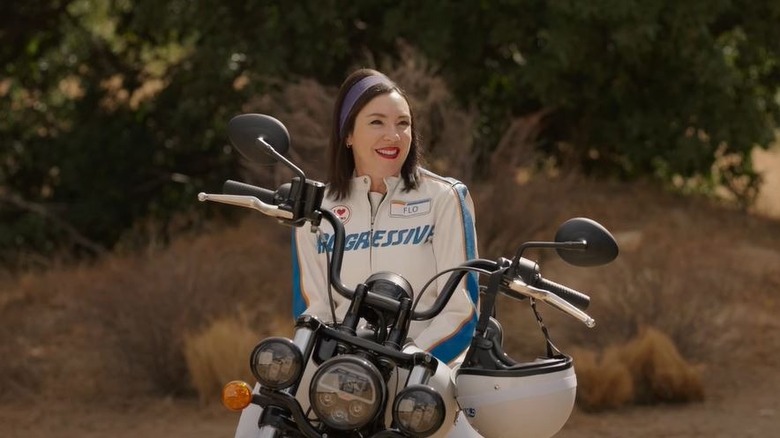 Flo on a motorbike