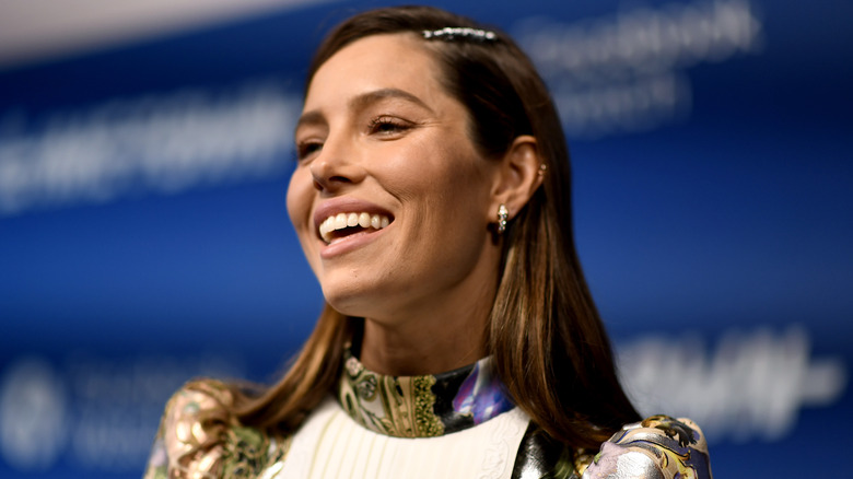 Jessica Biel smiling at event