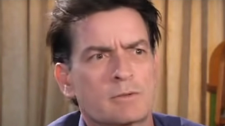 Sheen staring intensely