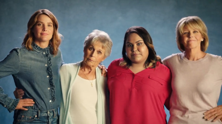 Cobie Smulders, Karen, Yesi, and Nancy smiling