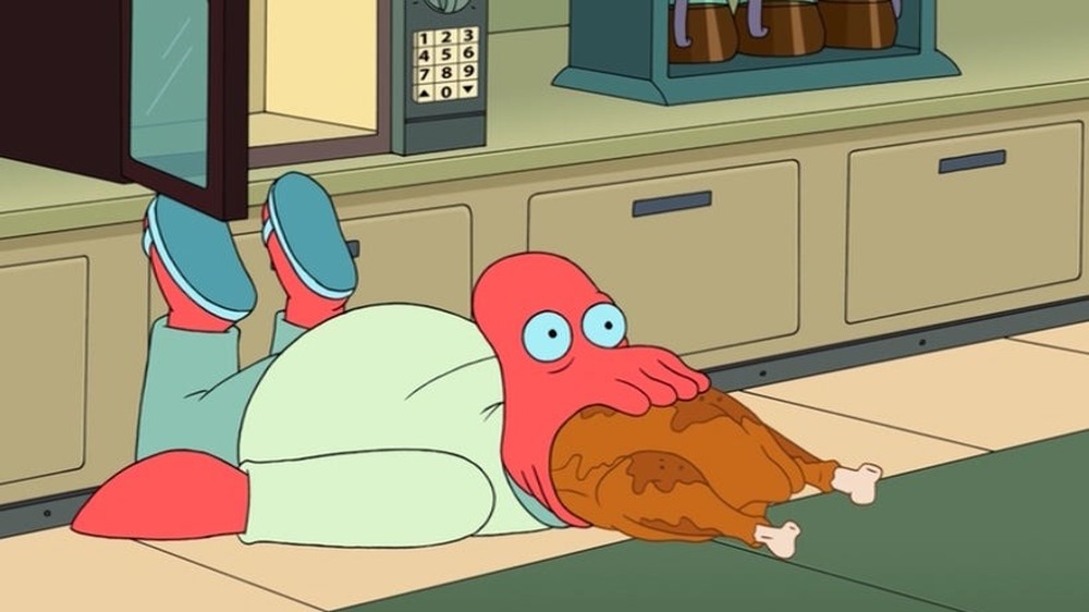 Zoidberg swallows turkey