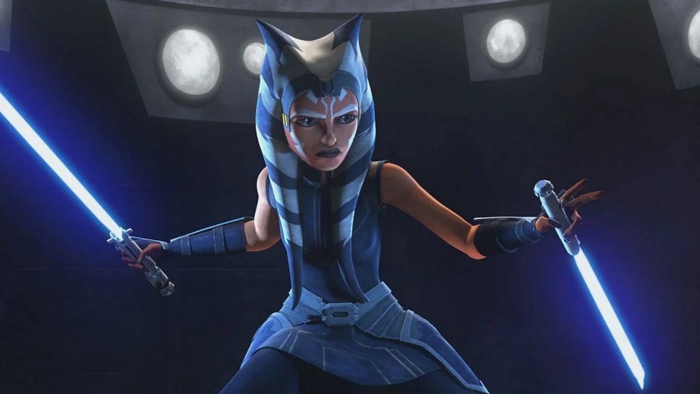 Ahsoka Tano with her lightsabers on Star Wars: Rebels