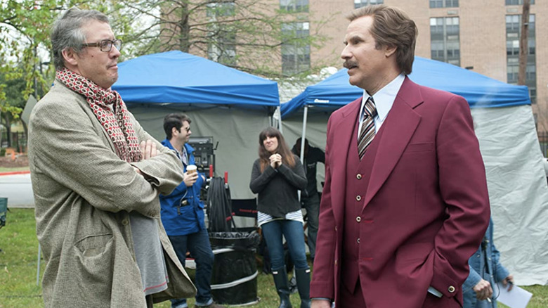 Adam McKay and Will Ferrell on Anchorman 2 set