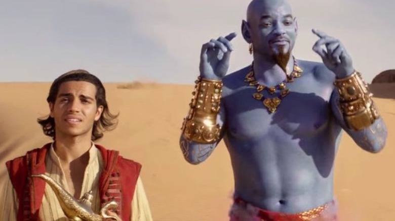 Aladdin speaks with the Genie