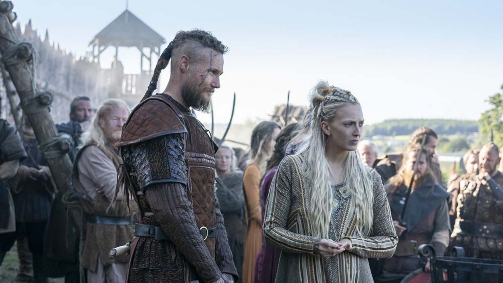 Jordan Patrick Smith as Ubbe and Georgia Hirst as Torvi on Vikings