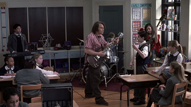 Jack Black and the band in School of Rock