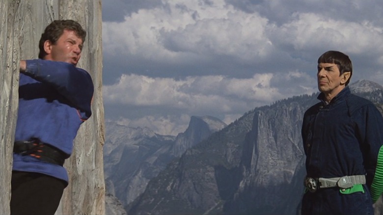  James Kirk climbing mountain Spock flying