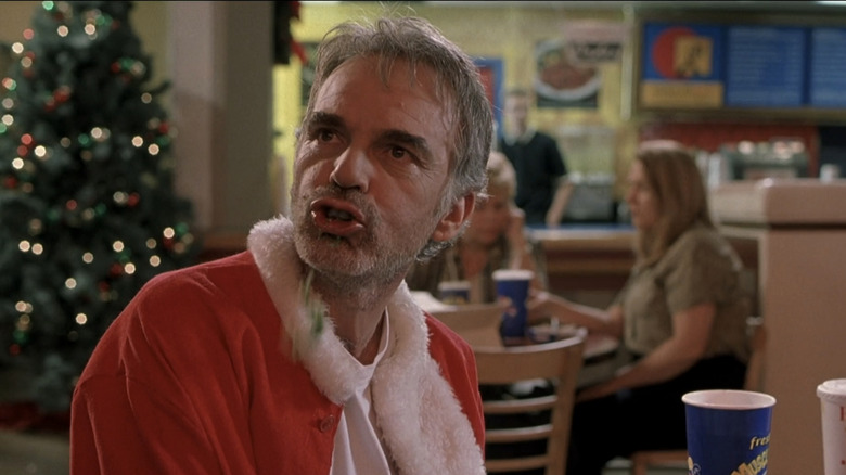 Willie (Billy Bob Thornton) spits food in "Bad Santa"