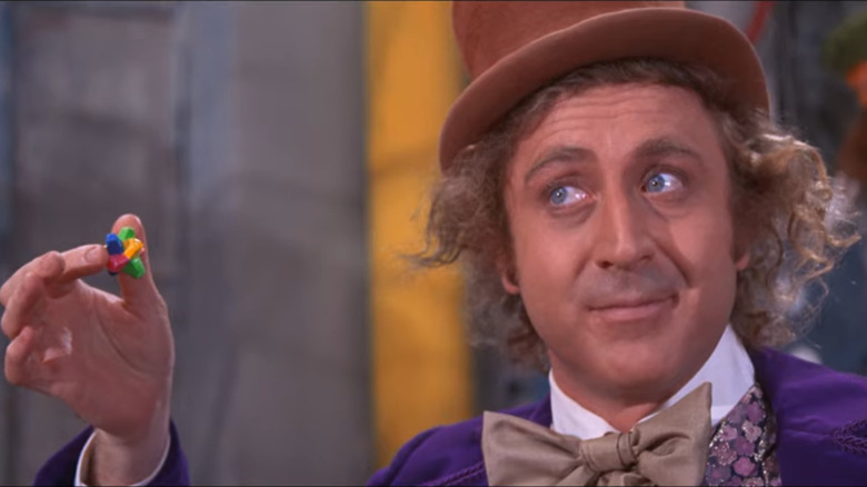 Wonka holding up a gobstopper