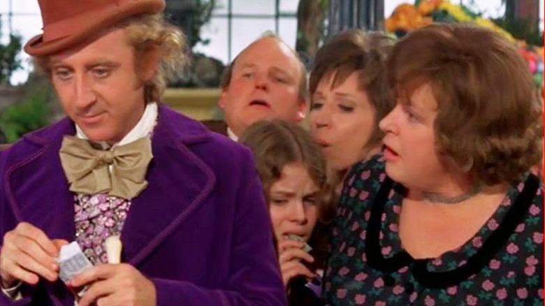 Mrs. Gloop gasping at Wonka