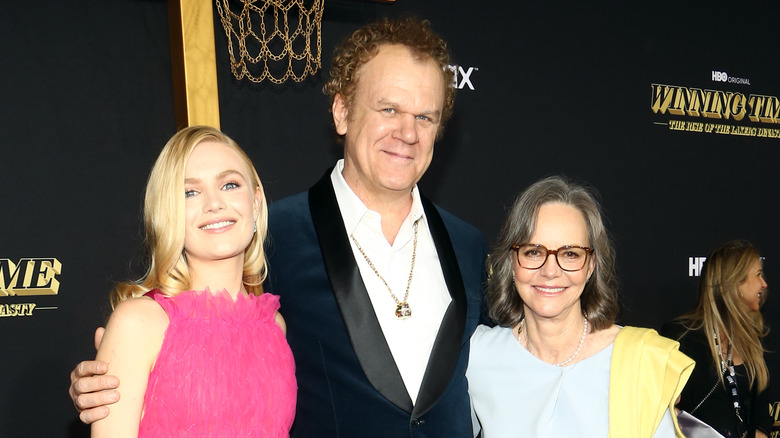 Hadley Robinson, John C. Reilly and Sally Field at the LA premiere of "Winning Time"