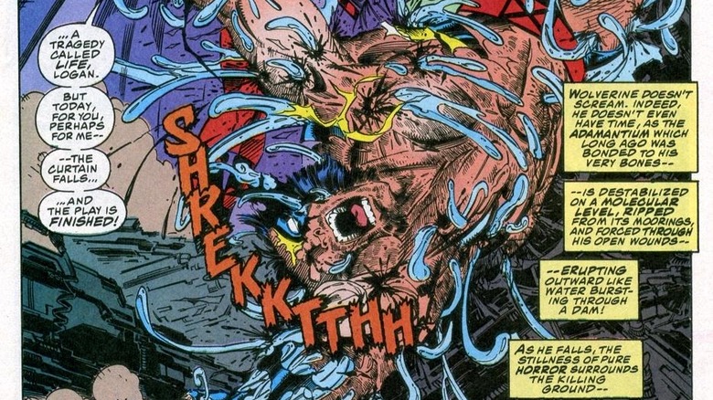 Magneto ripping out Wolverine's skeleton