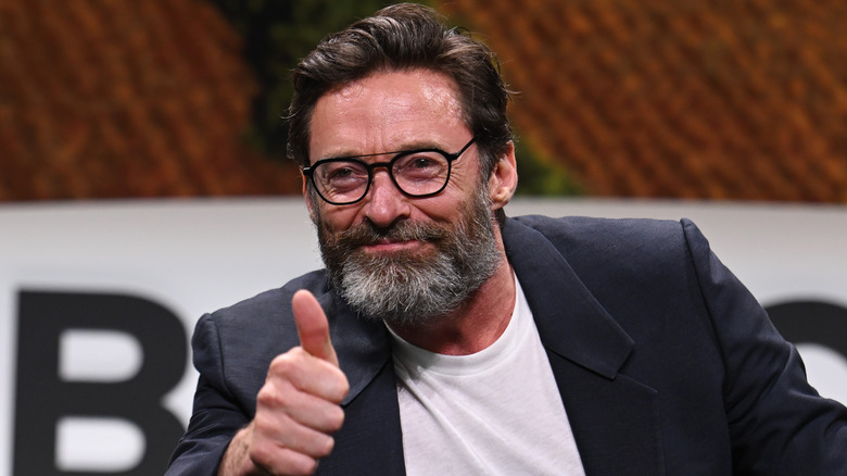 Hugh Jackman smiling giving thumbs-up